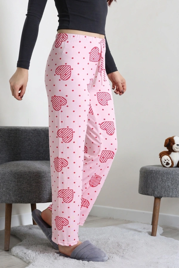 Kadın Pembe Rahat Kalıp Pamuklu Pijama Altı 3