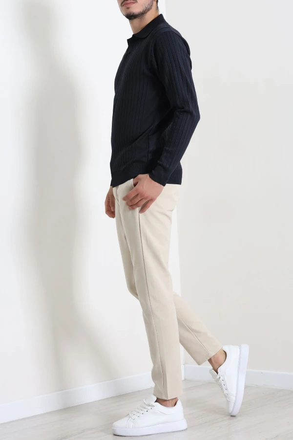 Polo Yaka Erkek Triko Sweat Lacivert 7