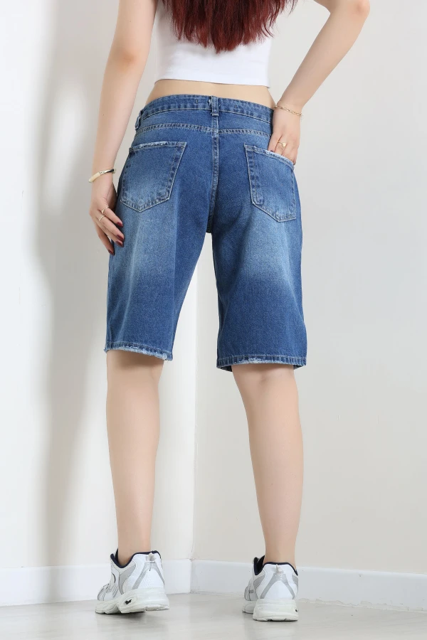 Denim Şort Koyumavi 7