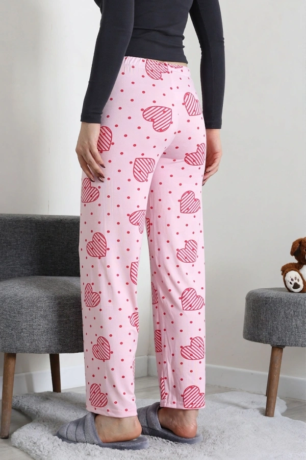 Kadın Pembe Rahat Kalıp Pamuklu Pijama Altı 7