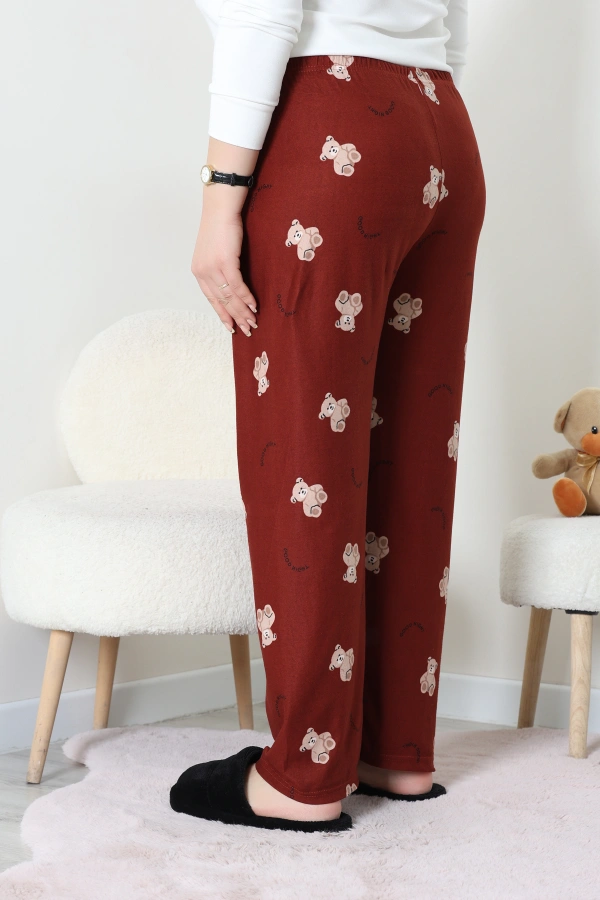 Büyük Beden Süet Pijama Altı Kahveayı 6