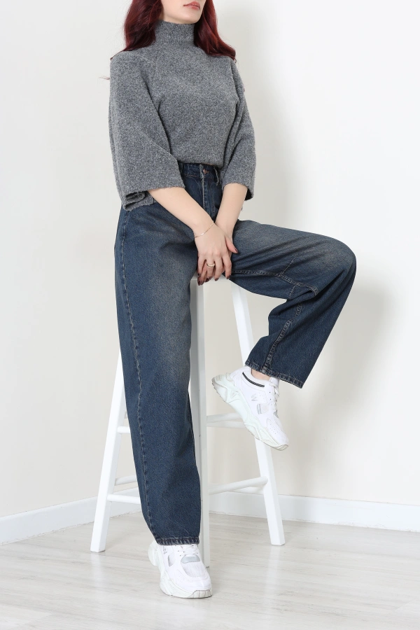Kadın Kahverengi Baggy Fit Yüksek Bel Kot Pantolon 4