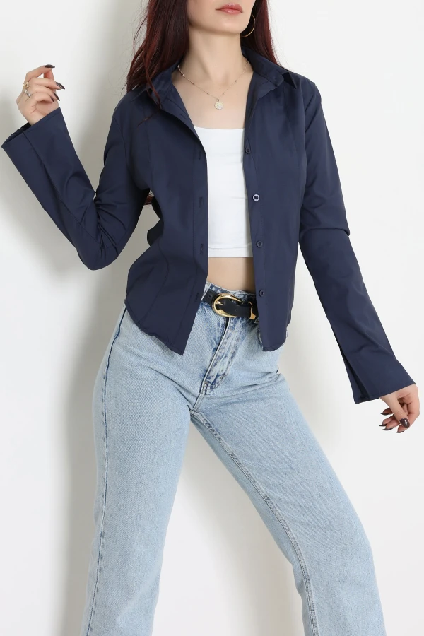 Poplin Kumaş Fit Gömlek Lacivert 5