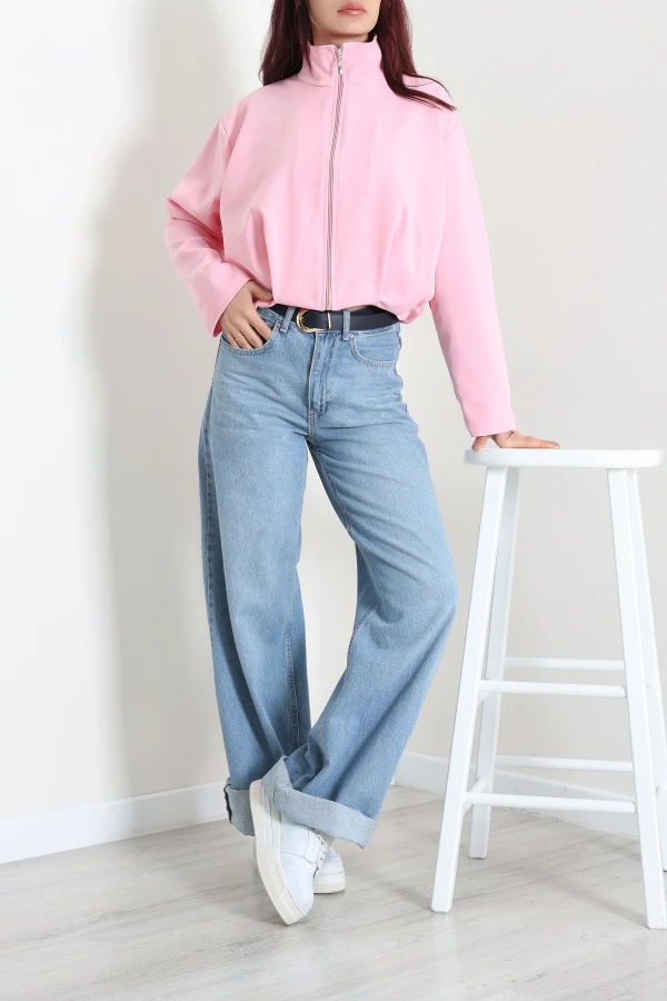 Atlas Kumaş Bomber Ceket Pembe 5