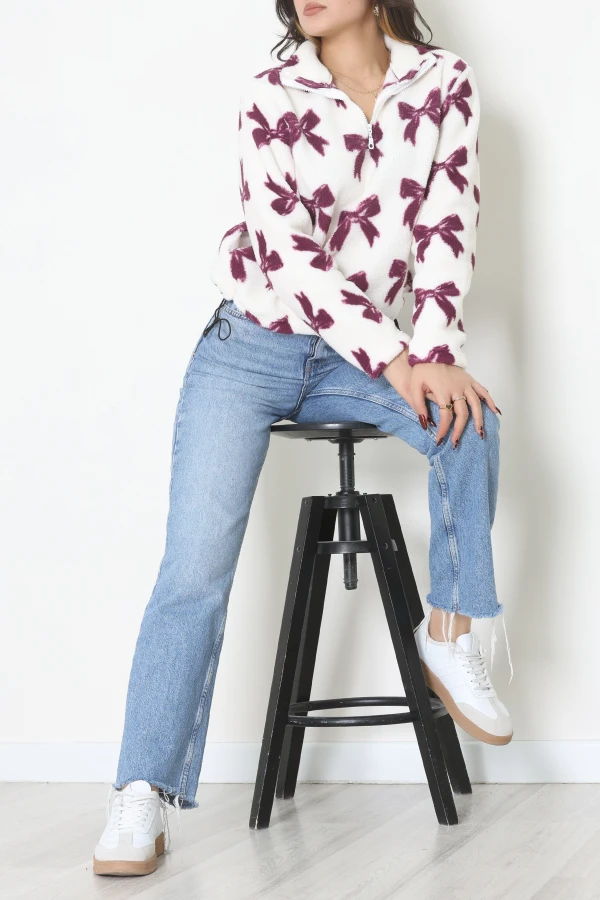 Yarım Fermuarlı Peluş Sweat Ekrumor 5