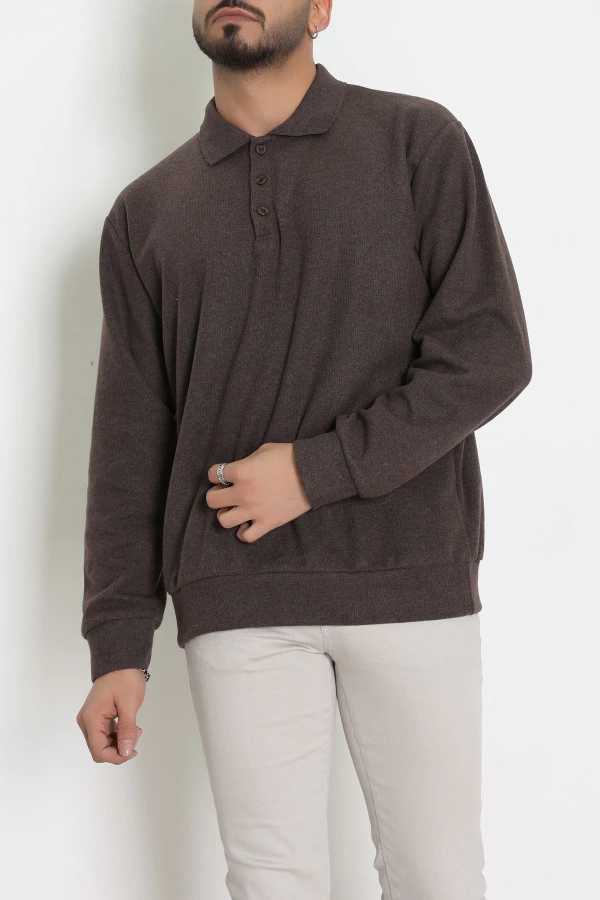 Polo Yaka Selanik Erkek Sweat Kahve 7