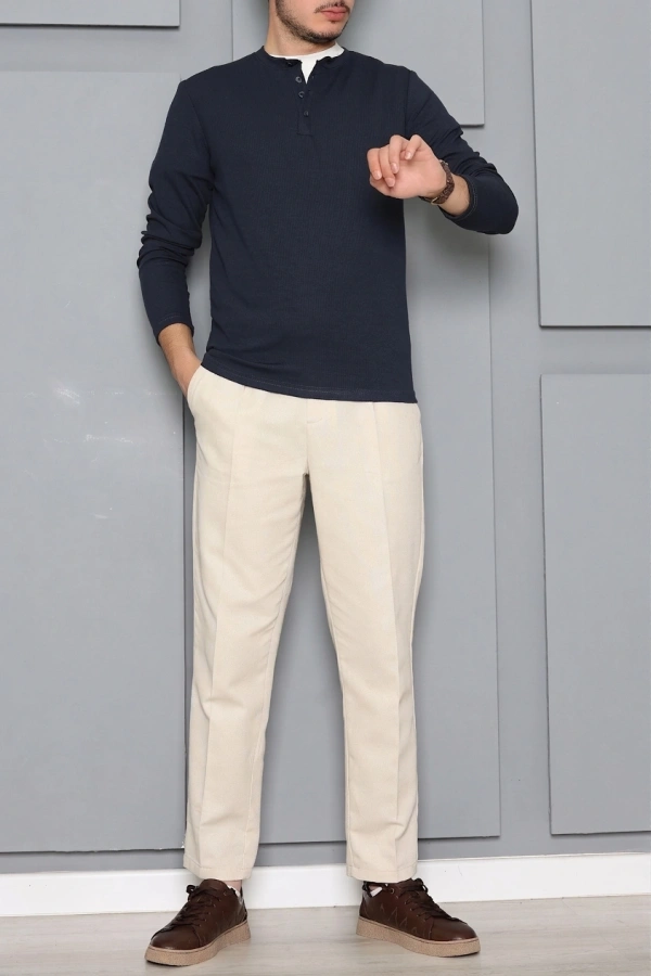 Fitilli Modal Henley Sweatshirt  Füme 4