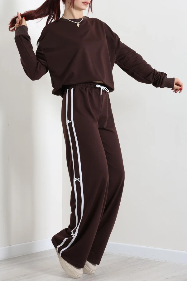 Kadın Kahve 2 İplik Regular Fit Eşofman Takımı 3