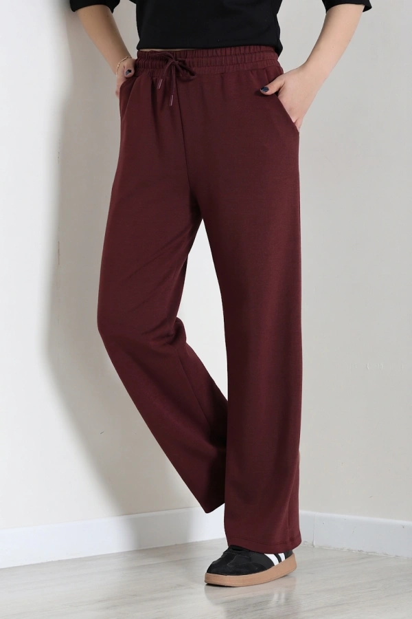 Kadın Bordo Modal Regular Fit Rahat Kesim Eşofman Altı 5