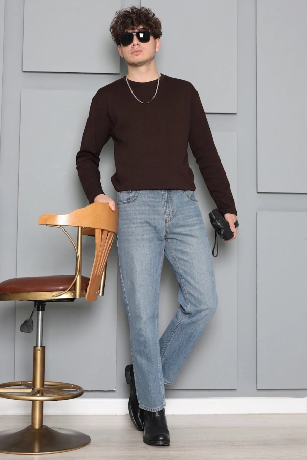 Erkek Acıkahve 2 İplik Penye Uzun Kollu Sweatshirt 2