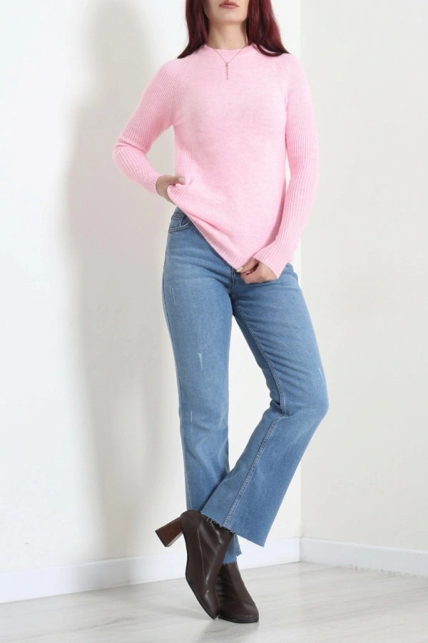 Bisiklet Yaka Yumoş Body Pembe 7