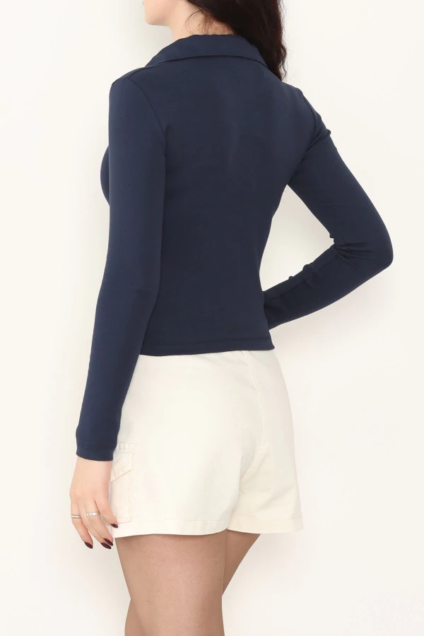 Ribana Kumaş Polo Yaka Body Lacivert 6