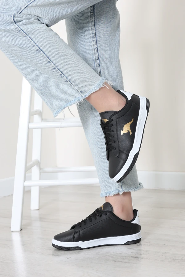 Kadın Siyah Günlük Spor Ayakkabı Rahat Bağcıklı Sneaker 6