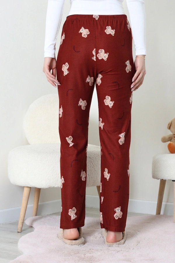 Desenli Süet Pijama Altı Kahveayı 7