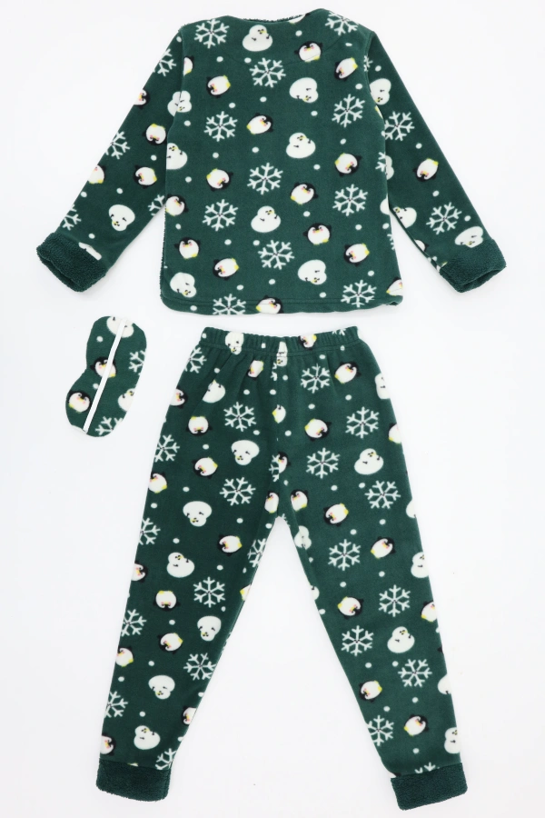 Çocuk Koyu Yeşil Welsoft Pijama Takımı Rahat Kalıp 7