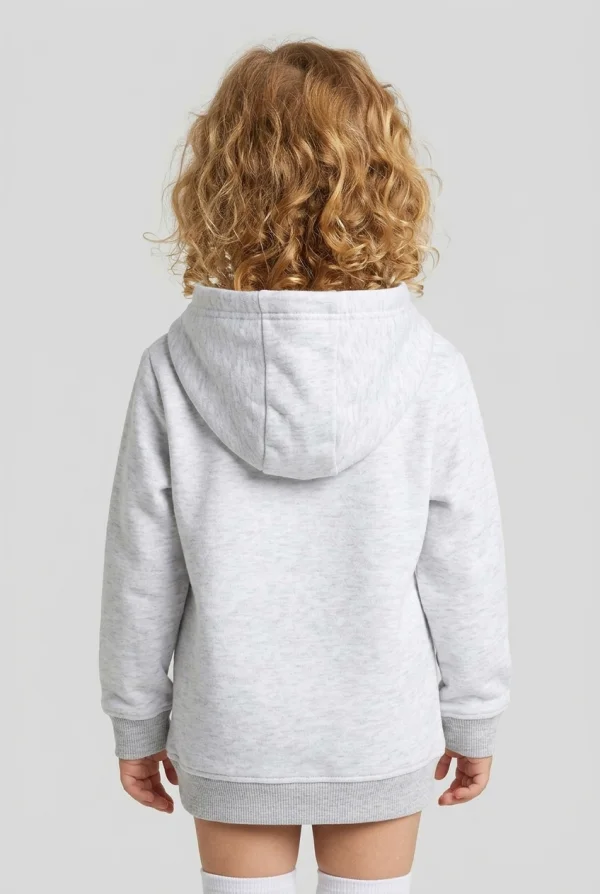 Kız Çocuk Gri Fermuarlı Kapüşonlu İki İplik Sweatshirt 3