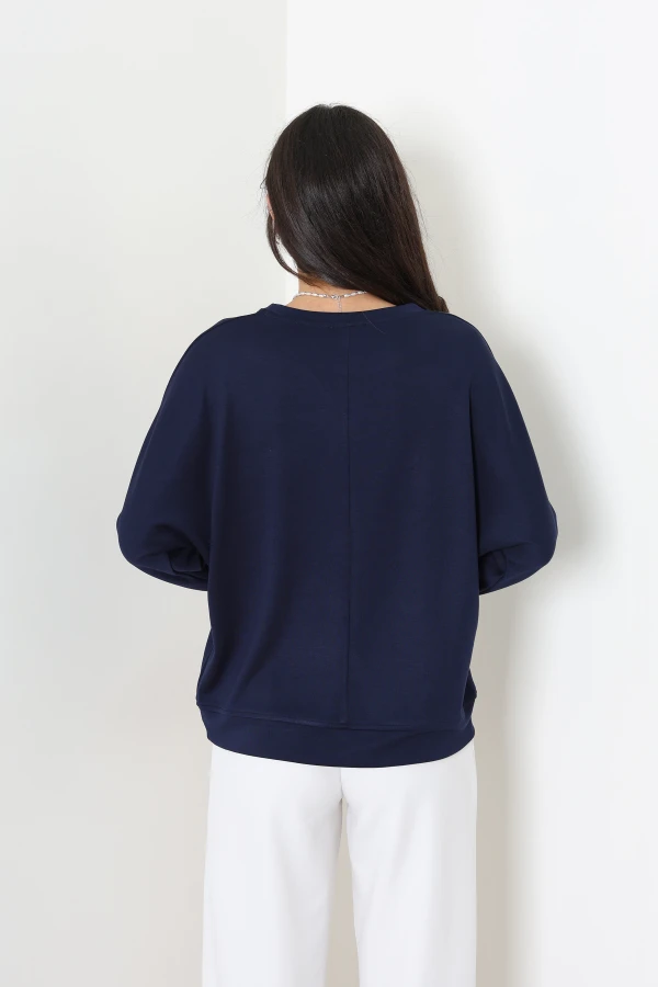 Taş Detay Modal Sweat Lacivert 8