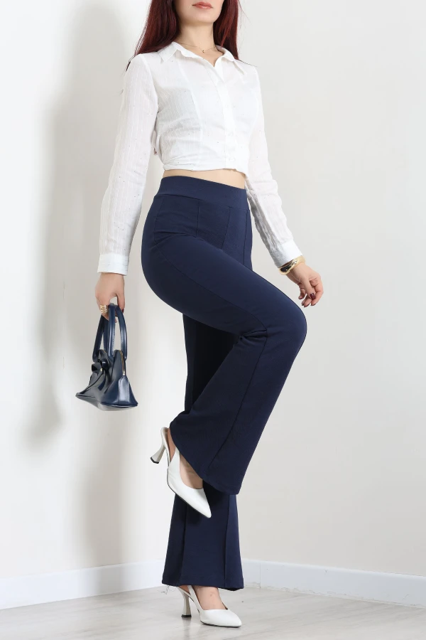 Zra Krep Zara Pantolon Lacivert 4