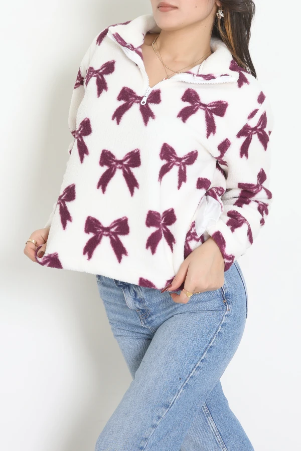 Yarım Fermuarlı Peluş Sweat Ekrumor 2