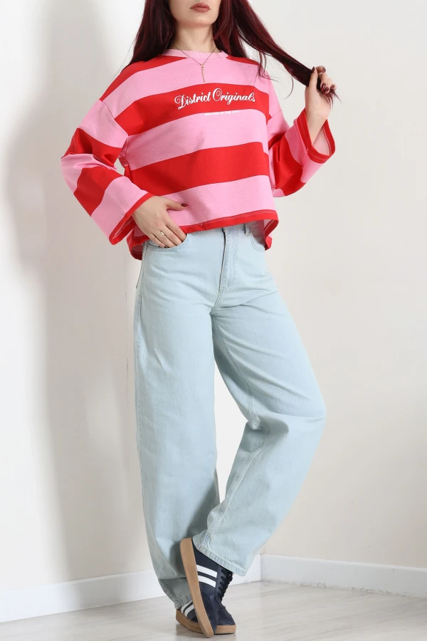 Kadın Buz Mavi Baggy Fit Yüksek Bel Kot Pantolon