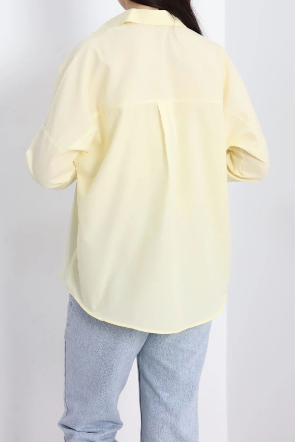 Terikoton Oversize Gömlek Tereyağsarı 6