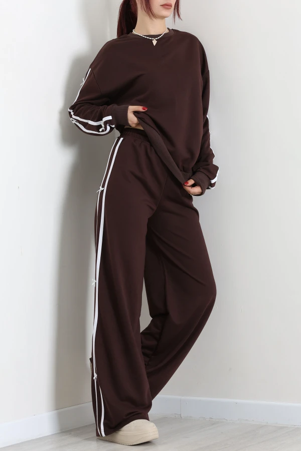 Kadın Kahve 2 İplik Regular Fit Eşofman Takımı 5
