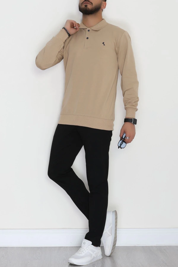 2 İplik Likralı Polo Yaka Erkek Sweat Sütlükahve 2