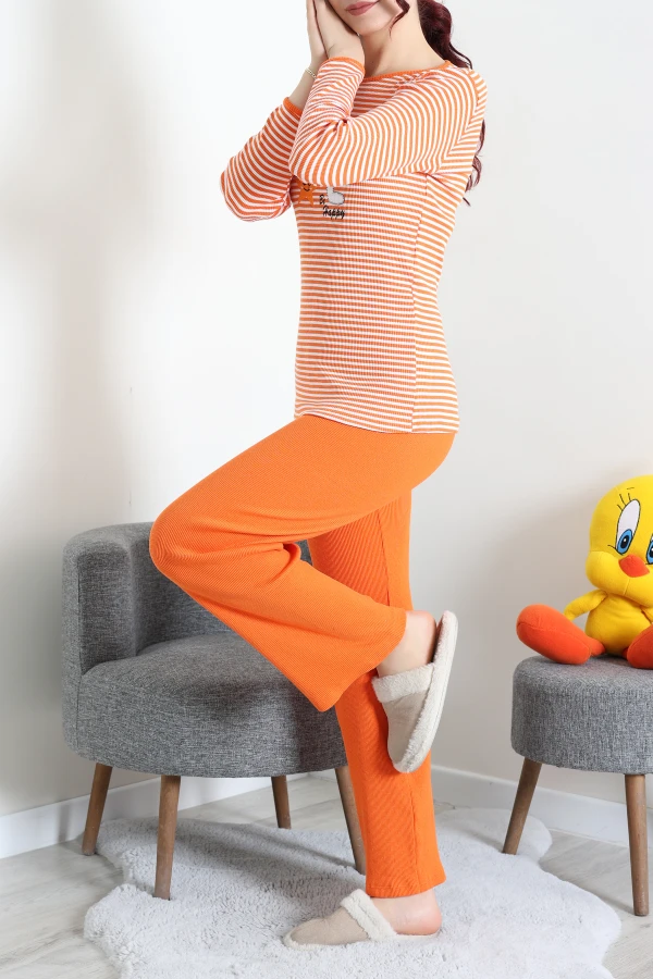 Kaşkorse Pijama Takımı Turuncu 7