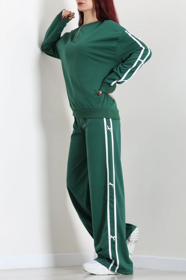 Kadın Zümrüt Yeşili 2 İplik Regular Fit Eşofman Takımı 6