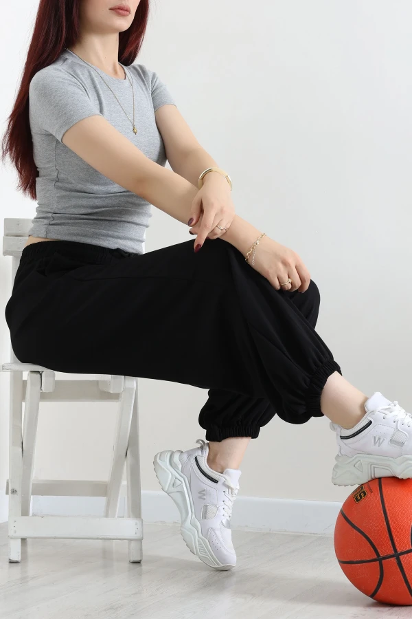 Paça Lastikli Modal Eşofman Altı Siyah 4