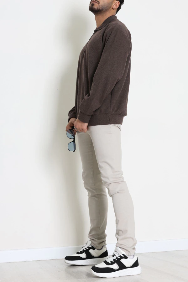 Polo Yaka Selanik Erkek Sweat Kahve 6