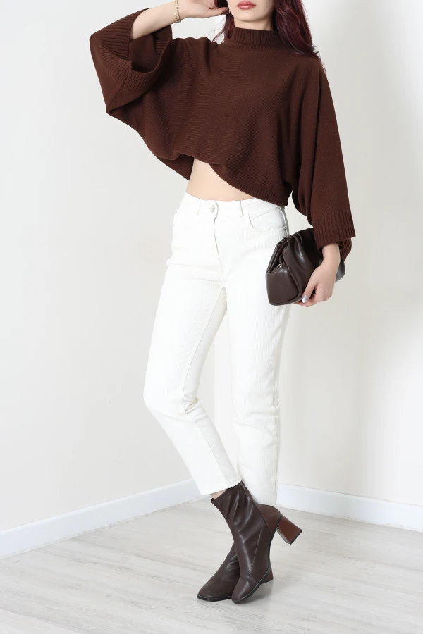 Pul Detay Mom Kot Pantolon Krem 3