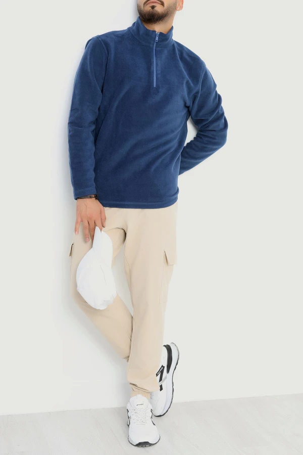 Yarım Fermuar Erkek Polar Sweat İndigo 3