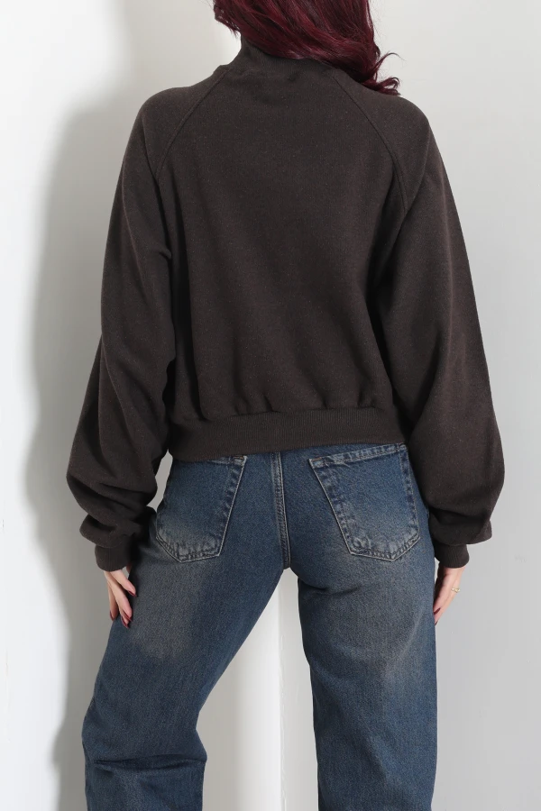 Kadın Kahve Yarasa Kol Oversize Sweat Tunik 8