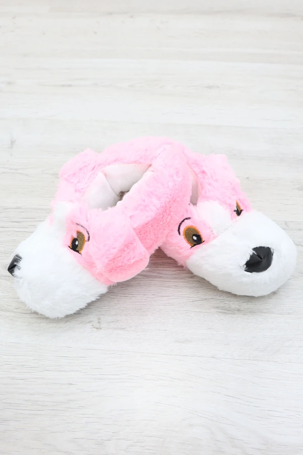 Çocuk Pembe Beyaz Ev Panduf Sıcak Tutan Kaymaz Taban 6