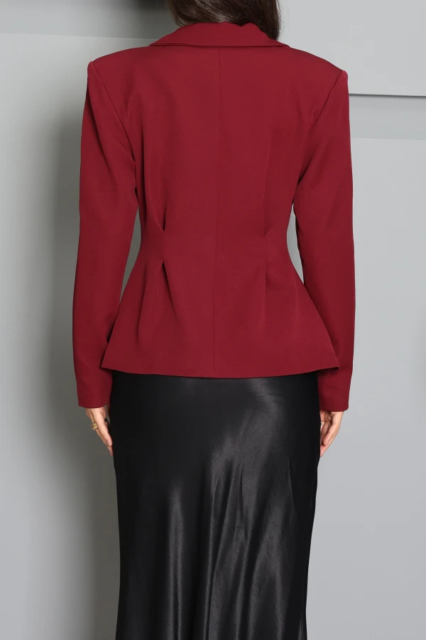 Pens Detay Blazer Ceket Bordo 8