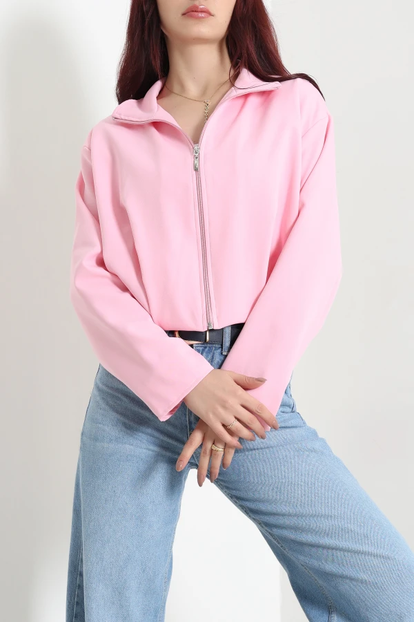 Atlas Kumaş Bomber Ceket Pembe 2