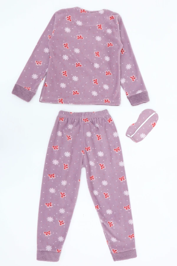 Çocuk Koyu Lila Welsoft Pijama Takımı 7-10 Yaş 4