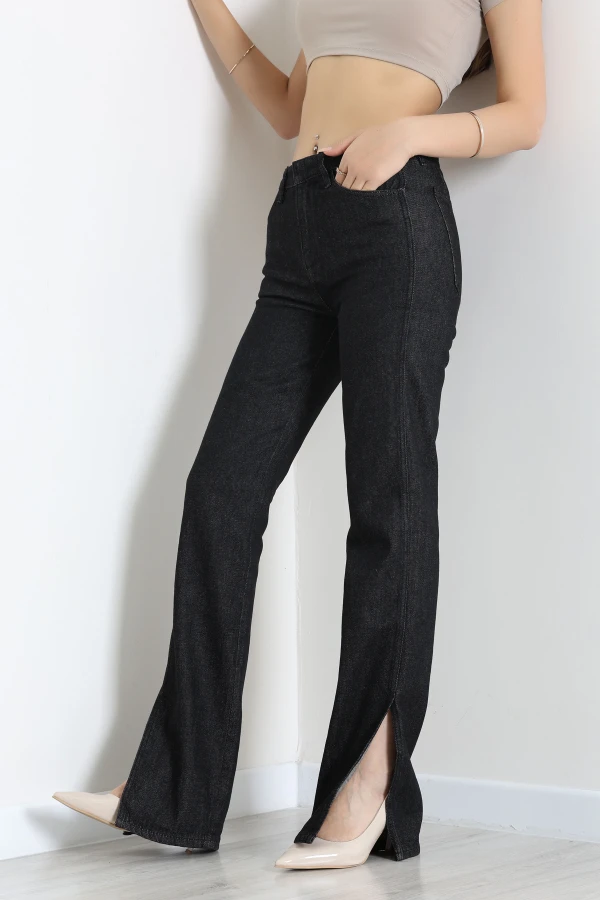 Paça Yırtmaçlı Straight Kot Pantolon Antrasit 3
