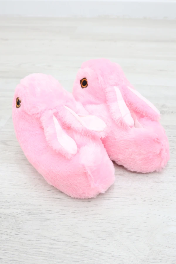 Çocuk Pembe Ev Panduf Sıcak Kaymaz Peluş Kışlık Terlik 9