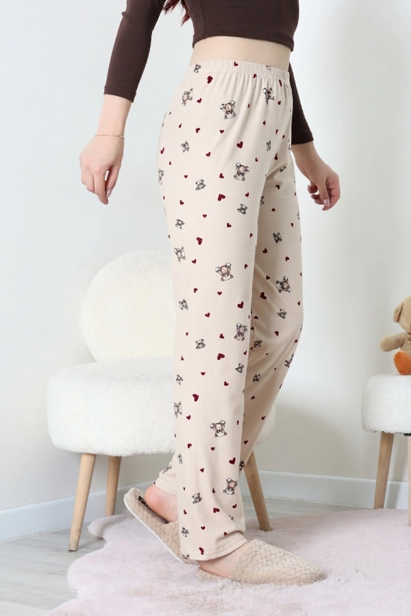 Desenli Süet Pijama Altı Bejayı 3