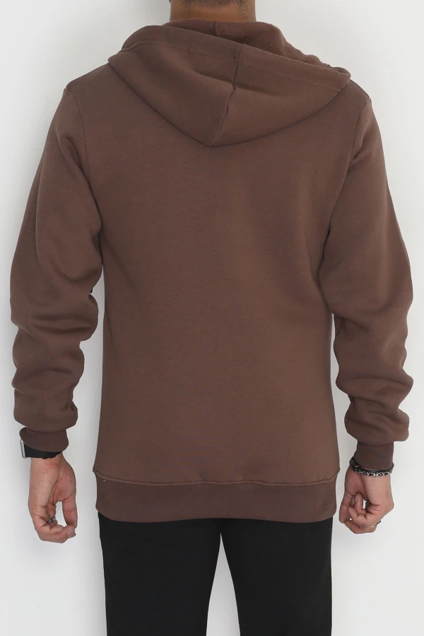 3 İplik Şardonlu Oversize  Erkek Sweat Kahve 7