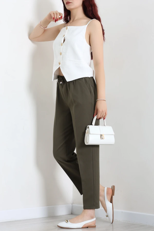 Dabıl Bağcıklı Pantolon Açıkhaki 6