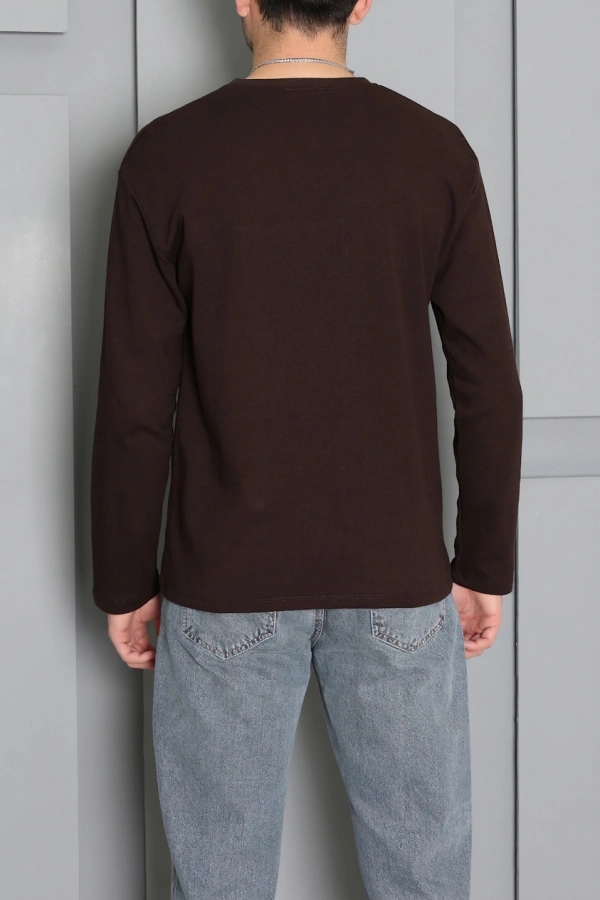 Erkek Acıkahve 2 İplik Penye Uzun Kollu Sweatshirt 7