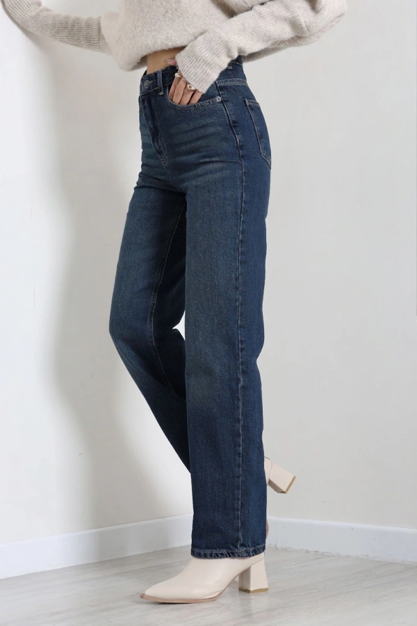 Kadın Tint Straight Fit Yüksek Bel Pamuklu Kot Pantolon 4