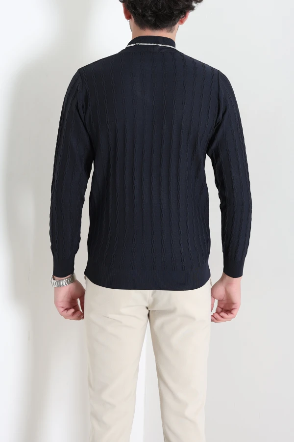 Yarım Balıkçı Yaka Erkek Triko Sweat Lacivert 10