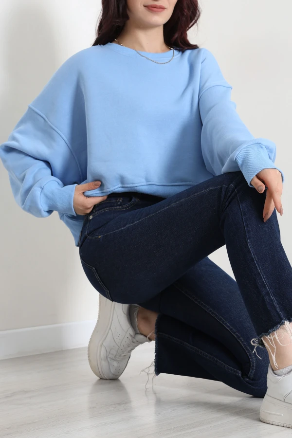 Oversize 3 İplik Şardonlu Sweat Bebemavi 4