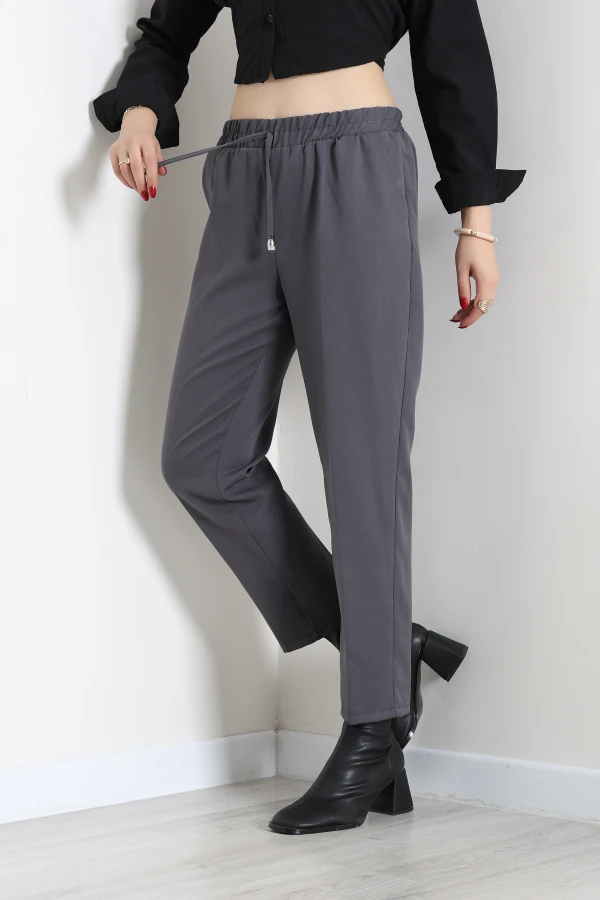 Dabıl Bağcıklı Pantolon Füme 5