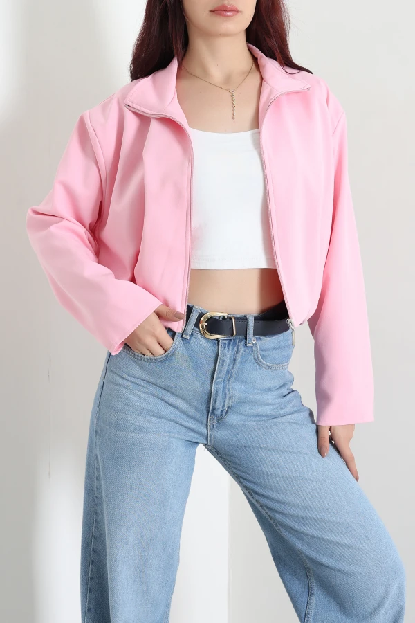 Atlas Kumaş Bomber Ceket Pembe 4