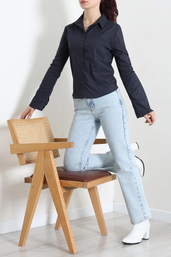 Poplin Kumaş Fit Gömlek Koyulaci 5